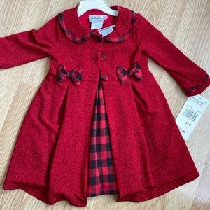 Rare Editions, 3T, 2 piece dress with overcoat red , nice for Christmas